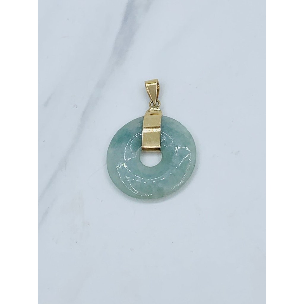 14k Solid Gold Pendant Jade
